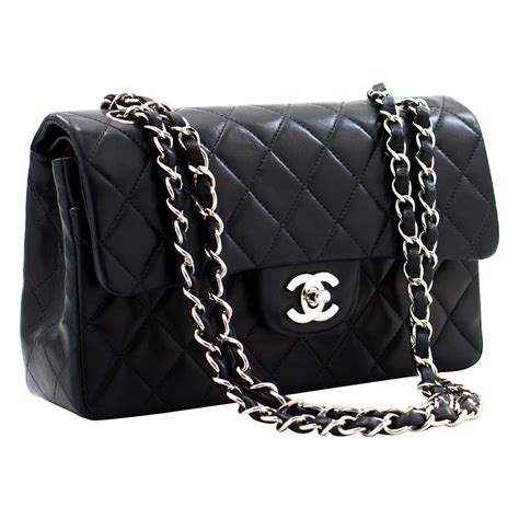 black chanel bag with silver chain - chanel black lambskin chevron.